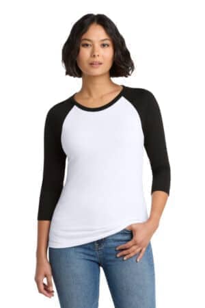 BLACK/ WHITE DM136L district women's perfect tri 3/4-sleeve raglan
