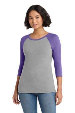 PURPLE FROST/ GREY FROST DM136L district women's perfect tri 3/4-sleeve raglan