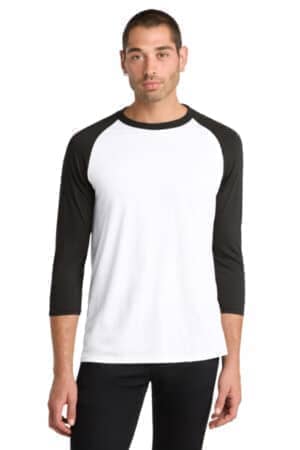 BLACK/ WHITE DM136 district perfect tri 3/4-sleeve raglan