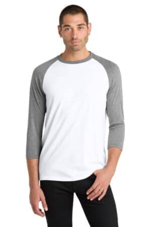 GREY FROST/ WHITE DM136 district perfect tri 3/4-sleeve raglan
