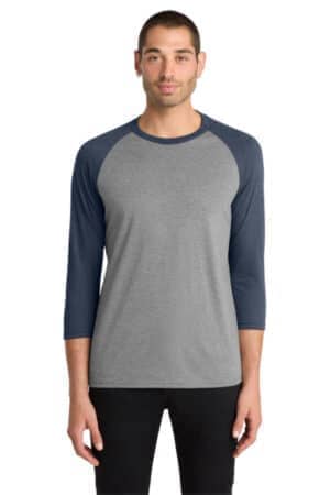 NAVY FROST/ GREY FROST DM136 district perfect tri 3/4-sleeve raglan