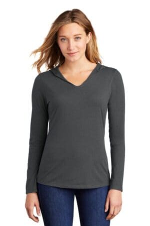 CHARCOAL DM139L district women's perfect tri long sleeve hoodie