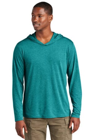 HEATHERED TEAL DM139 district perfect tri long sleeve hoodie