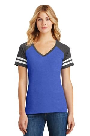 HEATHERED TRUE ROYAL/ HEATHERED CHARCOAL DM476 district women's game v-neck tee