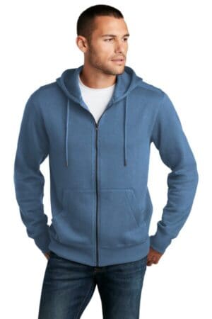 MARITIME BLUE DT1103 district perfect weight fleece full-zip hoodie