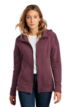 HEATHERED LOGANBERRY DT1104 district women's perfect weight fleece drop shoulder full-zip hoodie