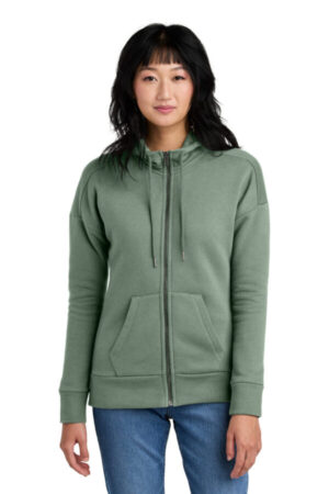 DT1104 district women's perfect weight fleece drop shoulder full-zip hoodie