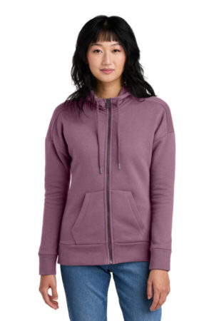 ORCHID HAZE DT1104 district women's perfect weight fleece drop shoulder full-zip hoodie