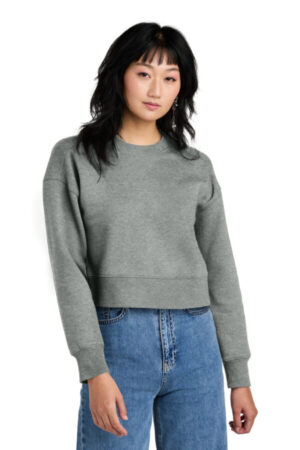 HEATHERED STEEL DT1105 district women's perfect weight fleece cropped crew
