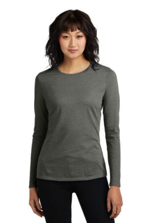 HEATHERED CHARCOAL DT110 district women's perfect blend cvc long sleeve tee