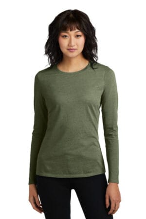 HEATHERED OLIVE DT110 district women's perfect blend cvc long sleeve tee