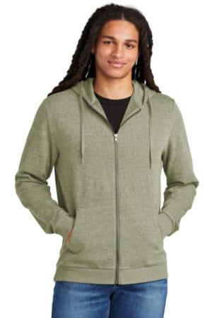 MILITARY GREEN FROST DT1302 district perfect tri fleece full-zip hoodie