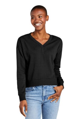 BLACK DT1312 district women's perfect tri fleece v-neck sweatshirt
