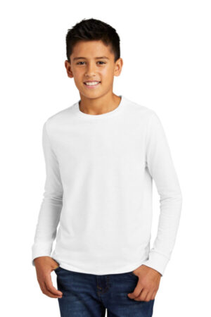 WHITE DT132Y district youth perfect tri long sleeve tee