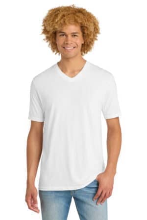 WHITE DT1350 district perfect tri v-neck tee