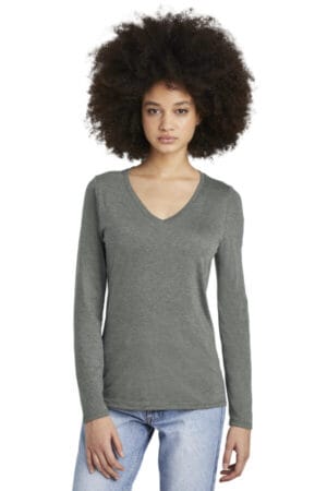 HEATHERED CHARCOAL DT135 district women's perfect tri long sleeve v-neck tee