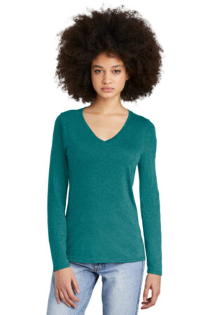 HEATHERED TEAL DT135 district women's perfect tri long sleeve v-neck tee
