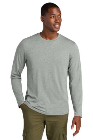 LIGHT HEATHER GREY DT185 district perfect weight cvc long sleeve tee