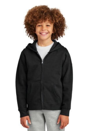 BLACK DT6102Y district youth vit fleece full-zip hoodie