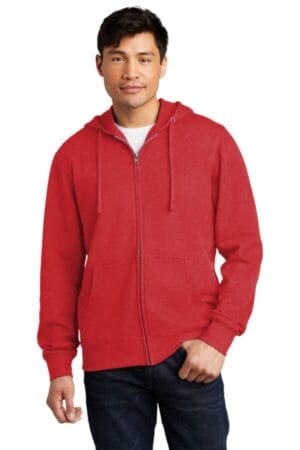 CLASSIC RED DT6102 district vit fleece full-zip hoodie