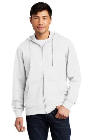 WHITE DT6102 district vit fleece full-zip hoodie