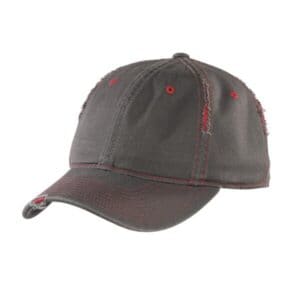 NICKEL/ NEW RED DT612 district rip and distressed cap