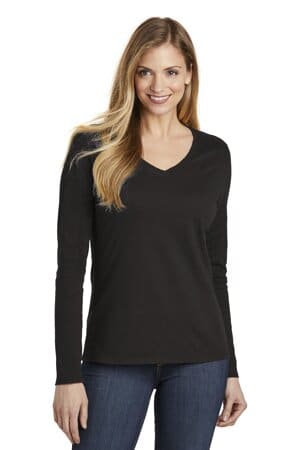 BLACK DT6201 district women's very important tee long sleeve v-neck