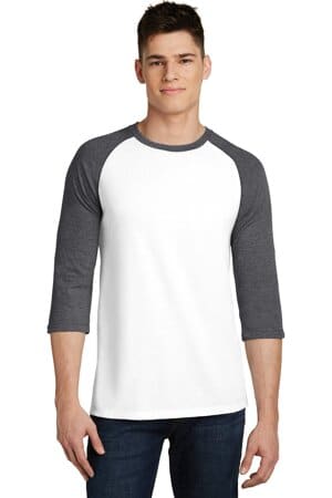 HEATHERED CHARCOAL/ WHITE DT6210 district very important tee 3/4-sleeve raglan