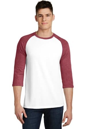 HEATHERED RED/ WHITE DT6210 district very important tee 3/4-sleeve raglan