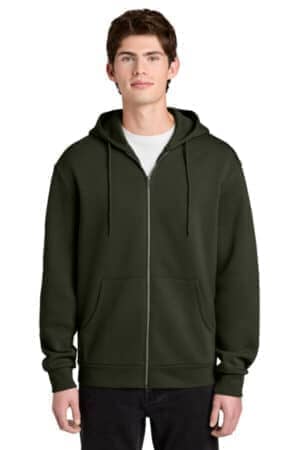 DARK OLIVE DT6702 district mellofleece full-zip hoodie