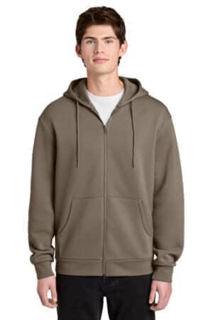 WARM TAUPE DT6702 district mellofleece full-zip hoodie