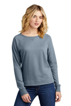FLINT BLUE HEATHER DT672 district women's featherweight french terry long sleeve crewneck