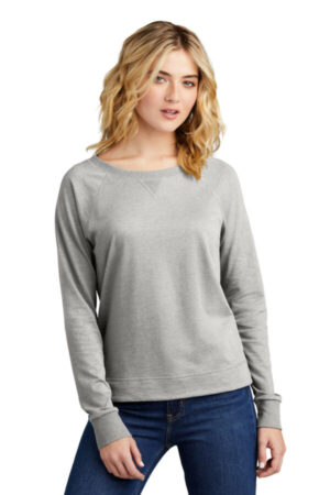 LIGHT HEATHER GREY DT672 district women's featherweight french terry long sleeve crewneck