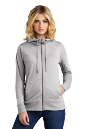 LIGHT HEATHER GREY DT673 district women's featherweight french terry full-zip hoodie