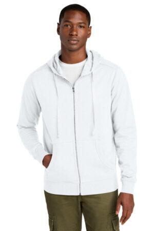 WHITE DT8102 district re-fleece full-zip hoodie