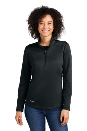 BLACK EB2370 eddie bauer women's smooth mid layer fleece 1/2-zip