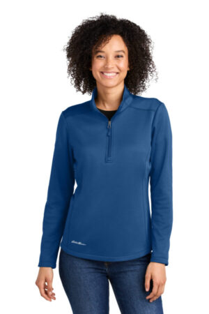 COBALT BLUE EB2370 eddie bauer women's smooth mid layer fleece 1/2-zip