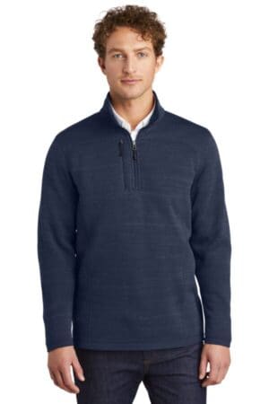 RIVER BLUE NAVY HEATHER EB254 eddie bauer sweater fleece 1/4-zip