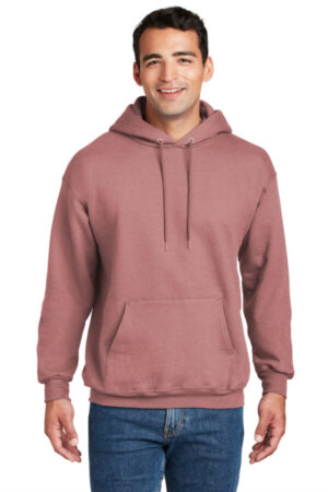 MAUVE F170 hanes ultimate cotton-pullover hooded sweatshirt