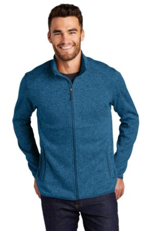 MEDIUM BLUE HEATHER F232 port authority sweater fleece jacket