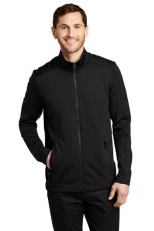 DEEP BLACK F239 port authority grid fleece jacket