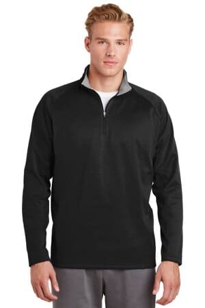 BLACK/ SILVER F243 sport-tek sport-wick fleece 1/4-zip pullover