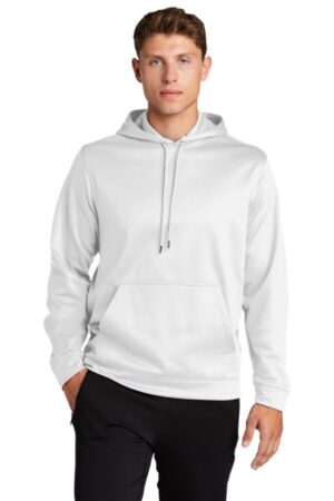 WHITE F244 sport-tek sport-wick fleece hooded pullover