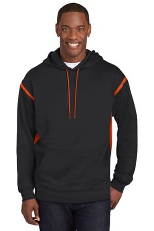 BLACK/ DEEP ORANGE F246 sport-tek tech fleece colorblock hooded sweatshirt