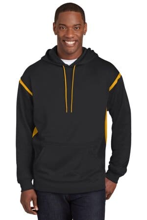BLACK/ GOLD F246 sport-tek tech fleece colorblock hooded sweatshirt