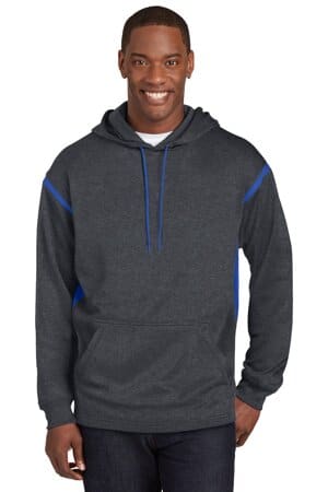 GRAPHITE HEATHER/ TRUE ROYAL F246 sport-tek tech fleece colorblock hooded sweatshirt