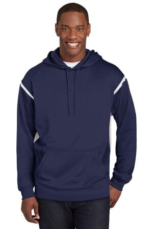 TRUE NAVY/ WHITE F246 sport-tek tech fleece colorblock hooded sweatshirt