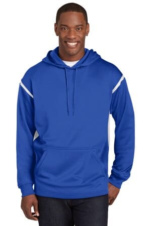 TRUE ROYAL/ WHITE F246 sport-tek tech fleece colorblock hooded sweatshirt