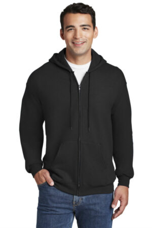 BLACK F283 hanes ultimate cotton-full-zip hooded sweatshirt