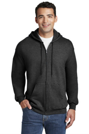 CHARCOAL HEATHER F283 hanes ultimate cotton-full-zip hooded sweatshirt